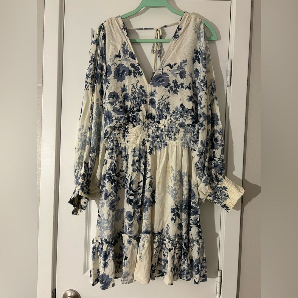 Lovestitch Midi Floral Dress with Open Long Sleeves